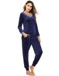 Cozy Navy Blue Velour Tracksuit for Women