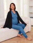 Becotal Women's Blue Waffle Knit Pajama Set