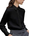 YAMANMAN Women's Button Down Shirt Classic Long Sleeve Collared Tops Work Office Chiffon Blouse