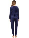 Cozy Navy Blue Velour Tracksuit for Women