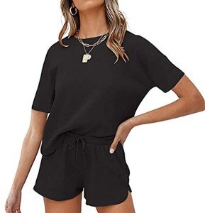Cozy Women's Black Short Sleeve Pajama Set