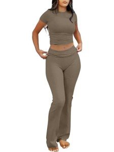 ANRABESS Women's 2 Piece Lounge Set – Coffee Grey