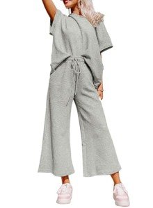 SHEWIN Grey 2-Piece Casual Lounge Set for Women