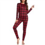 Cozy Women's Thermal Underwear Set in Red Lattice
