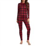 Cozy Women's Thermal Underwear Set in Red Lattice