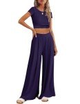 Trendy Women's Two Piece Lounge Set - Navy