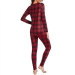 Cozy Women's Thermal Underwear Set in Red Lattice