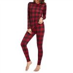 Cozy Women's Thermal Underwear Set in Red Lattice