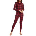 Cozy Women's Thermal Underwear Set in Red Lattice