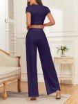 Trendy Women's Two Piece Lounge Set - Navy