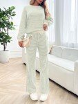 Women's Striped Long Sleeve Lounge Set - Green