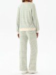 Women's Striped Long Sleeve Lounge Set - Green