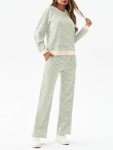 Women's Striped Long Sleeve Lounge Set - Green