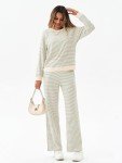 Women's Striped Long Sleeve Lounge Set - Green