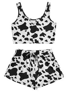 Cute 2-Piece Cow Print Pajama Set for Women
