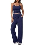 Navy Blue Summer 2-Piece Lounge Set for Women