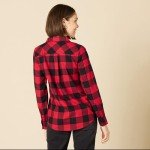 Amazon Essentials Women's Long-Sleeve Classic-Fit Lightweight Plaid Flannel Shirt Shirt, -red buffalo check, X-Large