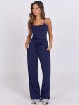 Navy Blue Summer 2-Piece Lounge Set for Women