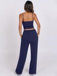 Navy Blue Summer 2-Piece Lounge Set for Women