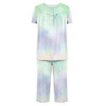 Women's Tie Dye Pajama Set with Capri Pants