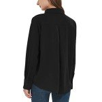 YAMANMAN Women's Button Down Shirt Classic Long Sleeve Collared Tops Work Office Chiffon Blouse