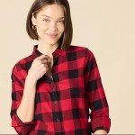 Amazon Essentials Women's Long-Sleeve Classic-Fit Lightweight Plaid Flannel Shirt Shirt, -red buffalo check, X-Large