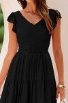 Flowy Black Maxi Dress with Cap Sleeves