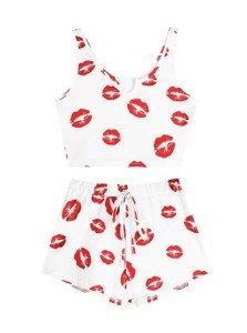 Cute 2-Piece Women's Tank Top and Shorts Set