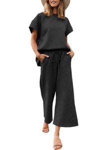 Fazortev Women's Black 2-Piece Loungewear Set