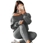 Lucuna Women's Fall Cable Knit Sweater Set