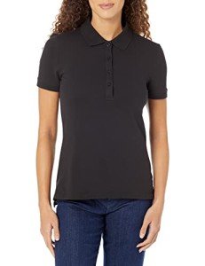 Amazon Essentials Women's Short-Sleeve Polo, Black, XL