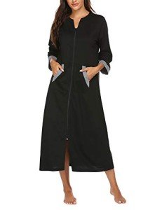 Ekouaer Women's Soft Long Zipper Robe with Pockets