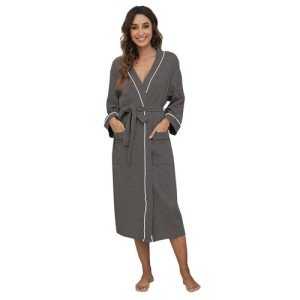 Soft Cotton Kimono Robe for Women - Dark Grey
