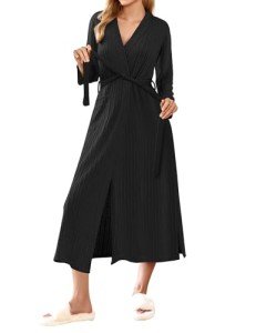Lightweight Waffle Knit Kimono Robe with Pockets