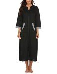 Ekouaer Women's Soft Long Zipper Robe with Pockets