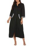 Ekouaer Women's Soft Long Zipper Robe with Pockets