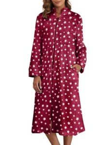 Ekouaer Women's Fleece Bathrobe with Pockets, XL