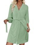 Ekouaer Lightweight Knit V Neck Lounge Robe