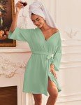 Ekouaer Lightweight Knit V Neck Lounge Robe