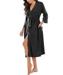 Lightweight Black Cotton Kimono Robe for Women