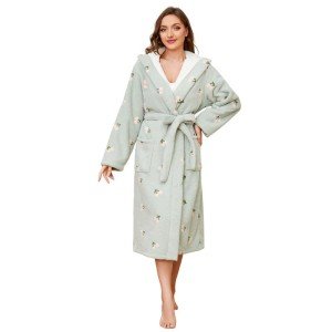 Cozy Hooded Fleece Bathrobe for Women