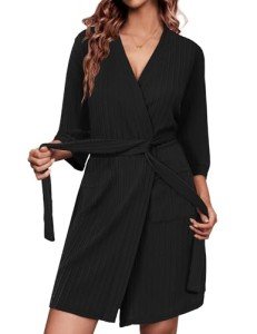 Lightweight Waffle Robe for Women with Pockets