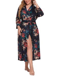 IN'VOLAND Women's Plus Size Long Kimono Robe