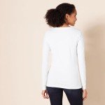 Amazon Essentials Women's Classic-Fit Long-Sleeve Crewneck T-Shirt, White, Medium