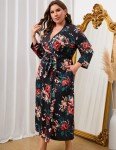 IN'VOLAND Women's Plus Size Long Kimono Robe