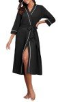 Lightweight Black Knit Bathrobe for Women
