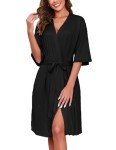 Ekouaer Women's Lightweight Knit Bathrobe - Black