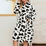 Cute Plus Size Leopard Print Fleece Bathrobe