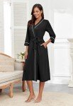 Lightweight Black Knit Bathrobe for Women