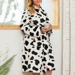 Cute Plus Size Leopard Print Fleece Bathrobe